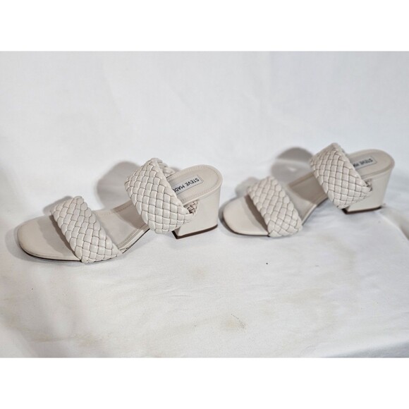 STEVE MADDEN Sandals Heel Daphnee Braided Block Size 10M Bone color - Picture 2 of 5